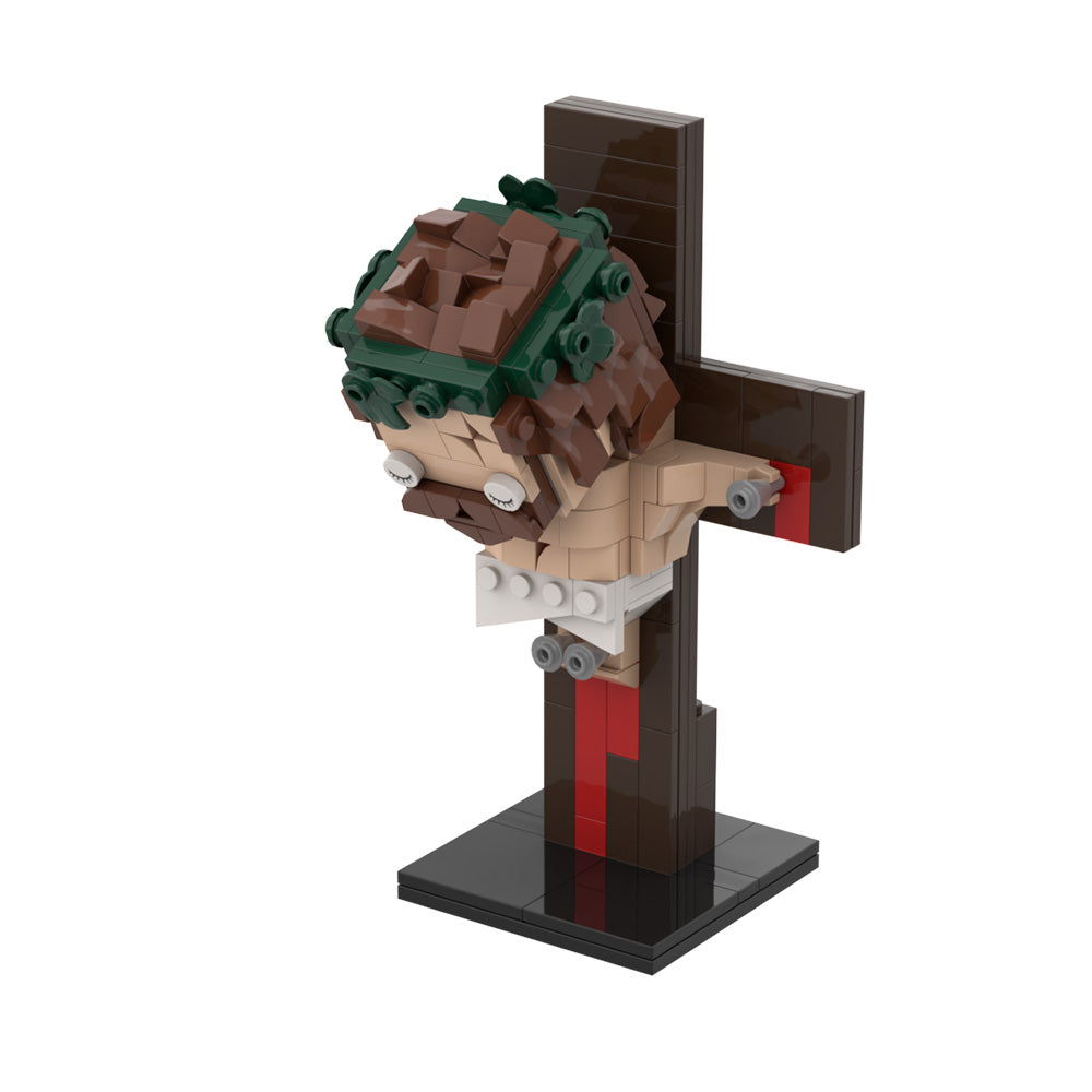 MOC Building Blocks 3D Jesus Cross Figure – Religious DIY Craft Model for Home Decoration