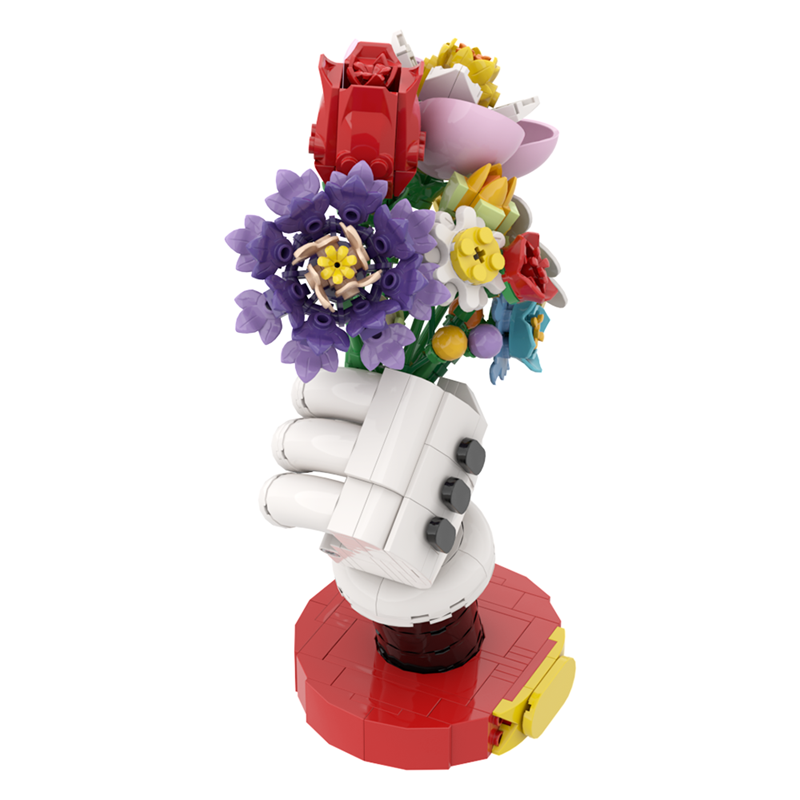 MOC Building Blocks Flower Vase Model – DIY Kids Gift for Living Room, Cartoon Plant Pot & Bouquet