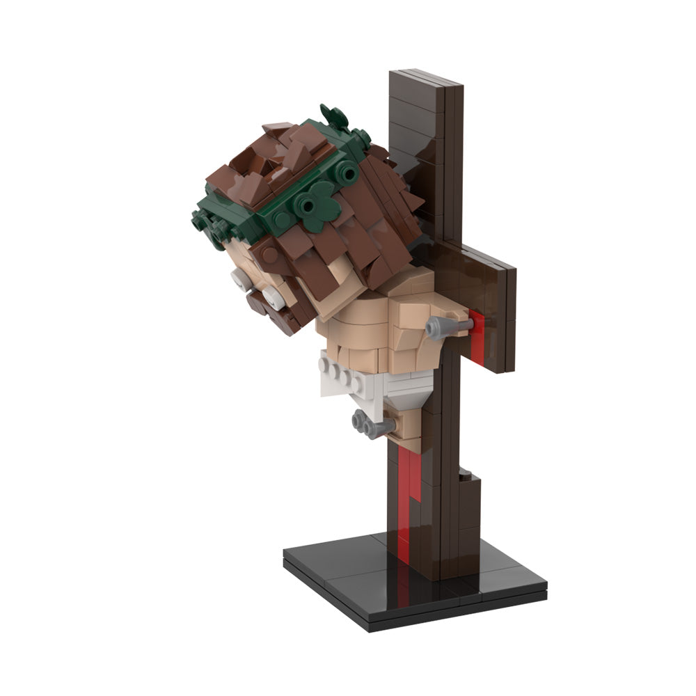MOC Building Blocks 3D Jesus Cross Figure – Religious DIY Craft Model for Home Decoration