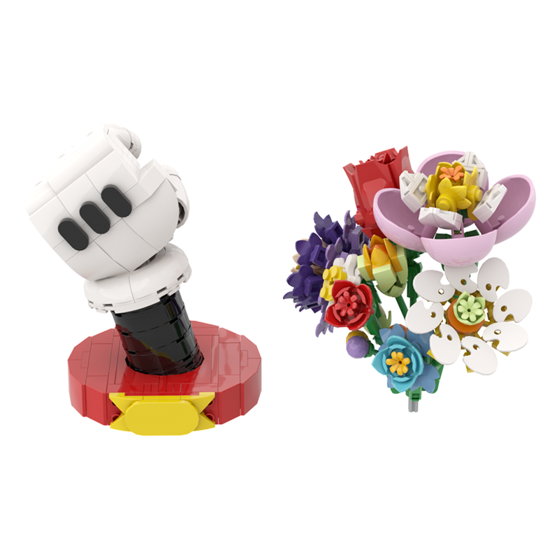 MOC Building Blocks Flower Vase Model – DIY Kids Gift for Living Room, Cartoon Plant Pot & Bouquet