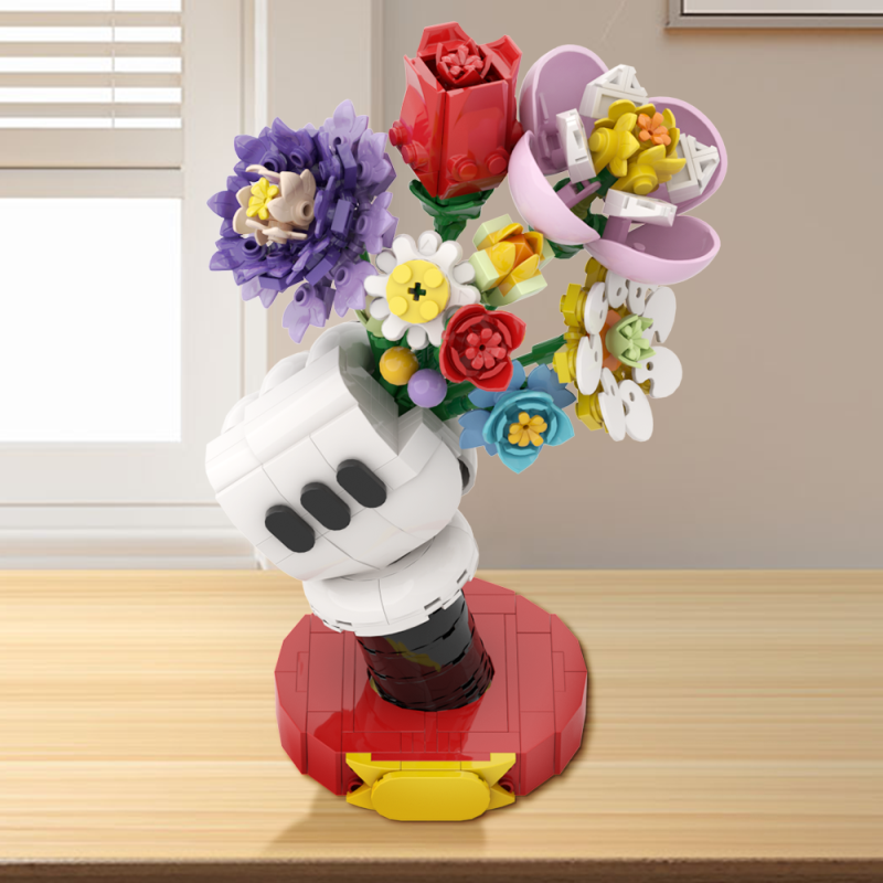 Creative DIY flower vase set, MOC building blocks kids gift