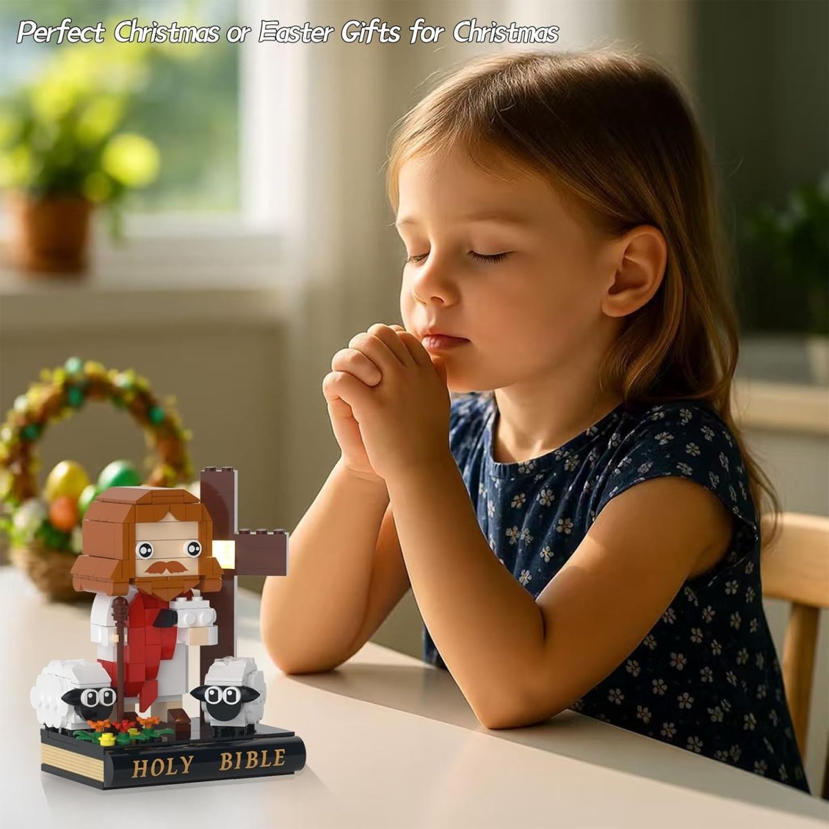 Jesus & Hirte Bauset – 338 Teile Christliche Bibelszene mit Kreuz & Schafen – Religiöses MINT-Spielzeug, Weihnachtsgeschenk für Kinder & Erwachsene