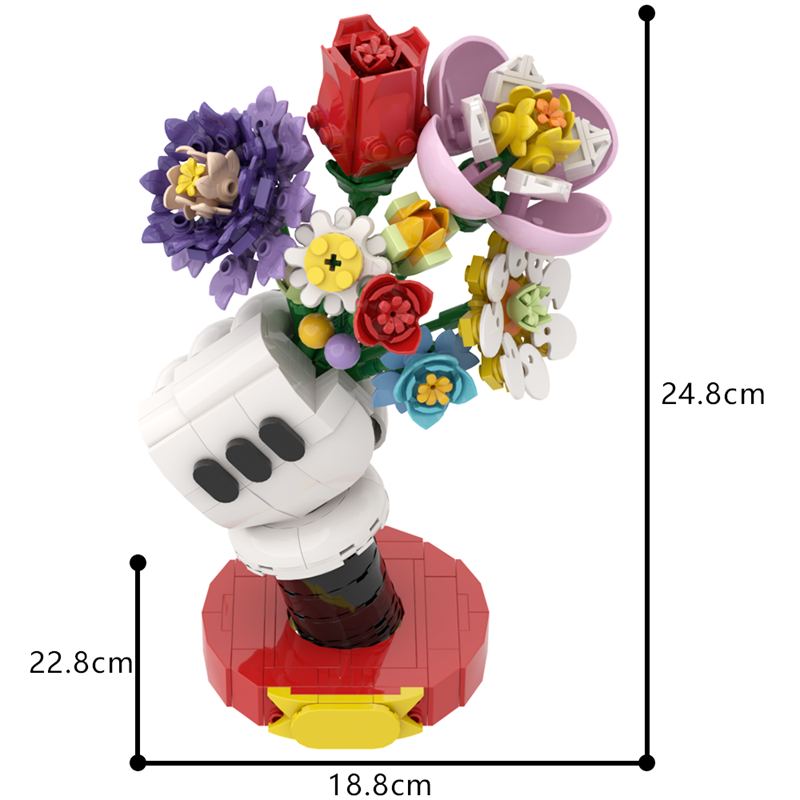 MOC building blocks flower vase model for kids, living room décor