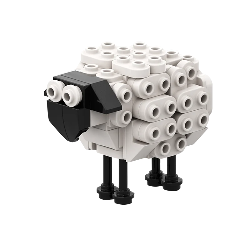 MOC DIY animal building block set for kids, creative sheep toy