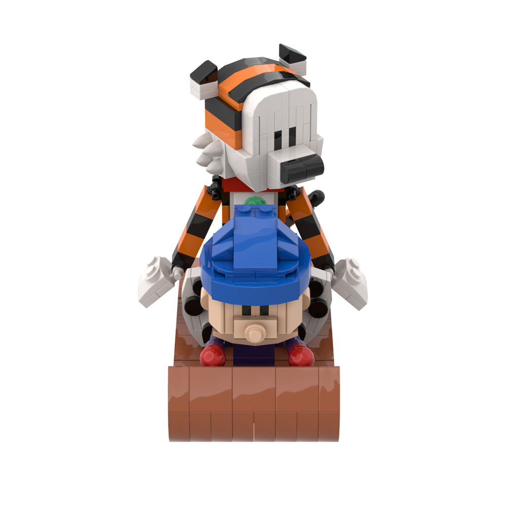 MOC tiger animation doll set from Calvin and Hobbes, building block toy for kids