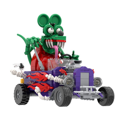 Retro Cartoon Mouse Driver Building Block Set – 380 Piece Vintage Racer Display Model - compatible brick display model image 6