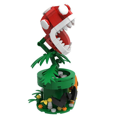 MOC Mini Chomper Flower Building Blocks Kit – Creative Man-Eater Plant Brick Toy, Fun DIY Construction Gift for Kids a - compatible brick display model image 2