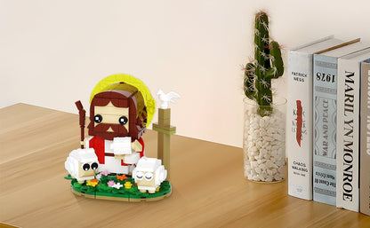Jesus Christ building blocks set finished display