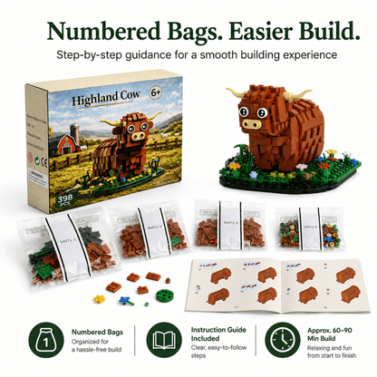Highland cow block model assembly details