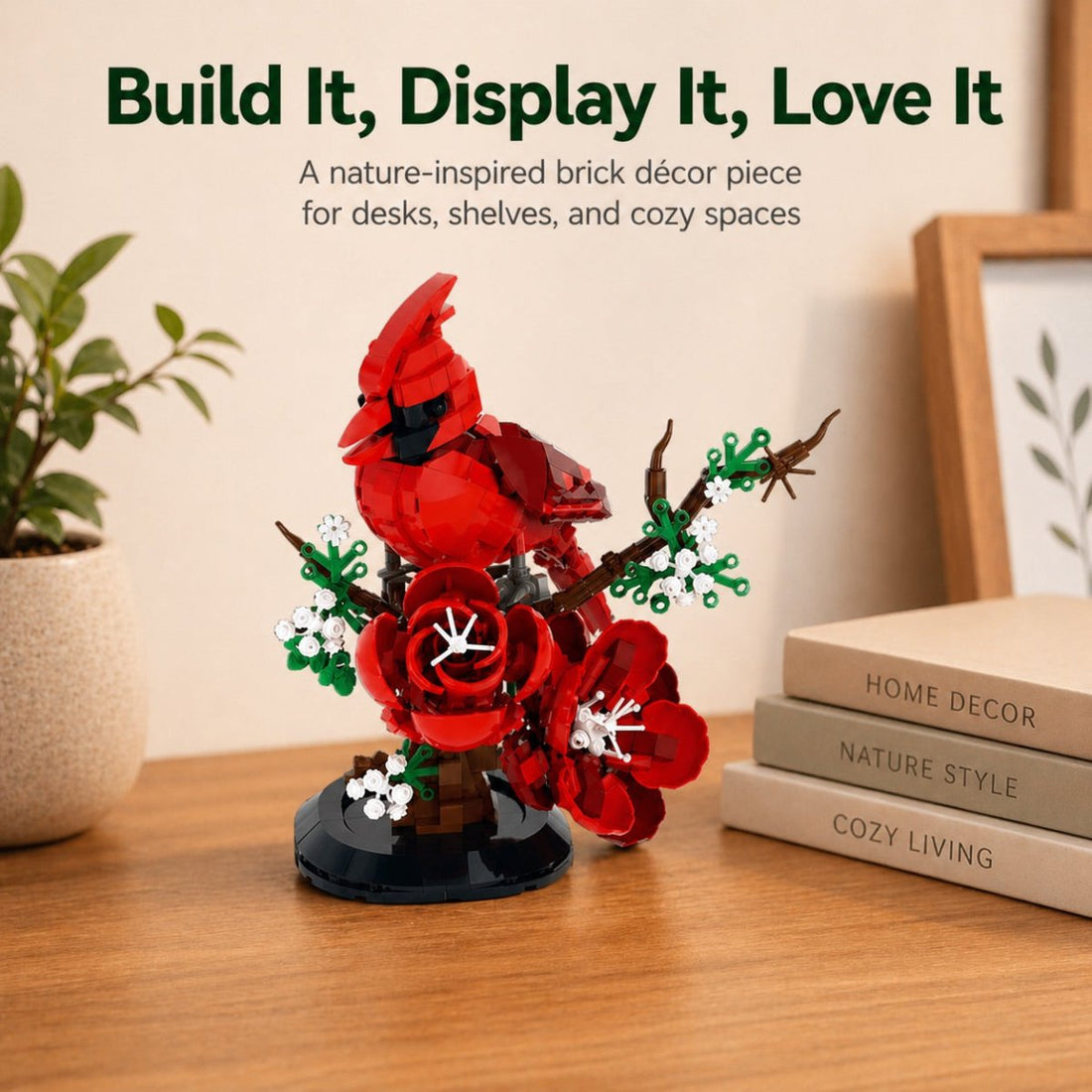 Northern Cardinal bird building blocks set 526 pieces