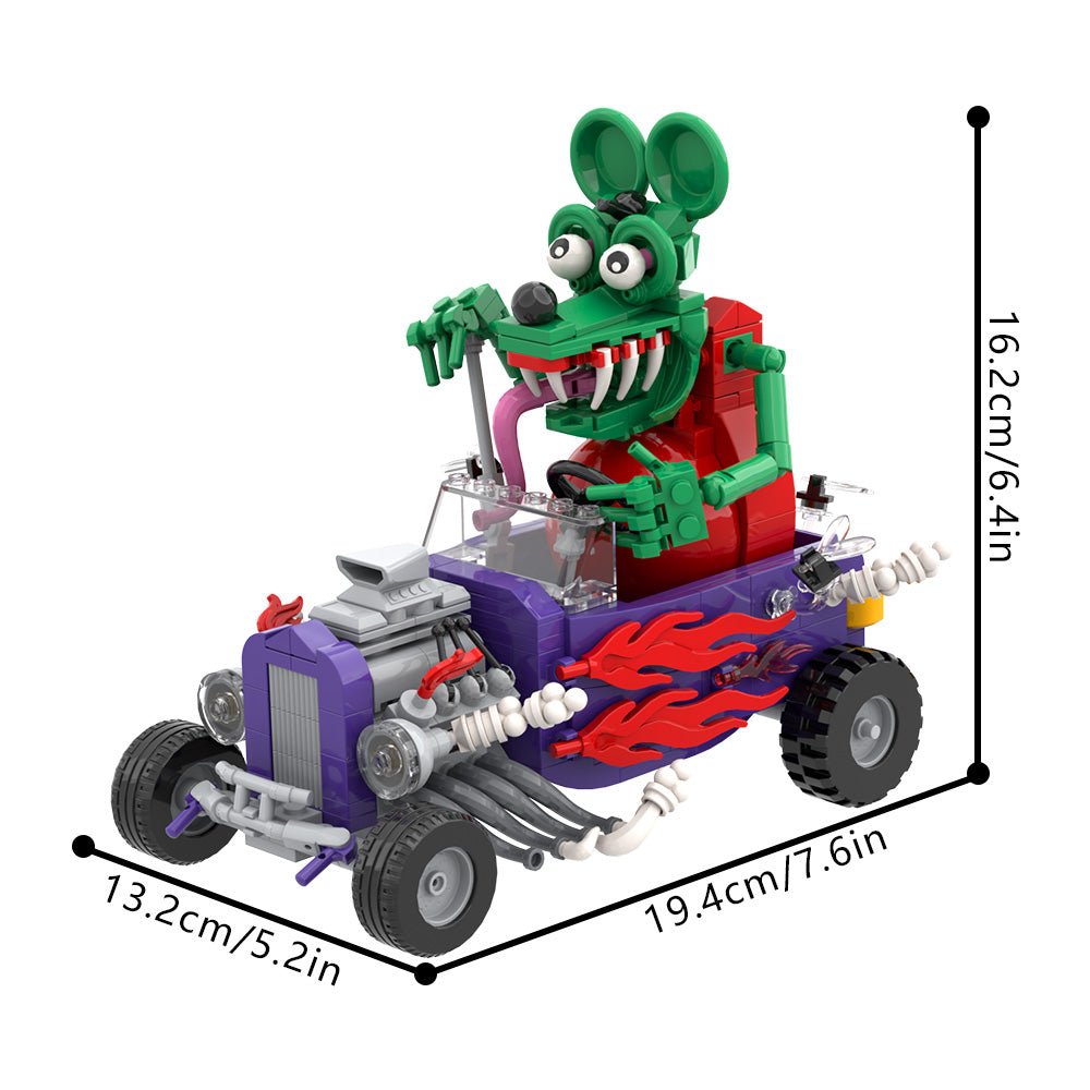 Retro Cartoon Mouse Driver Building Block Set – 380 Piece Vintage Racer Display Model - compatible brick display model image 7