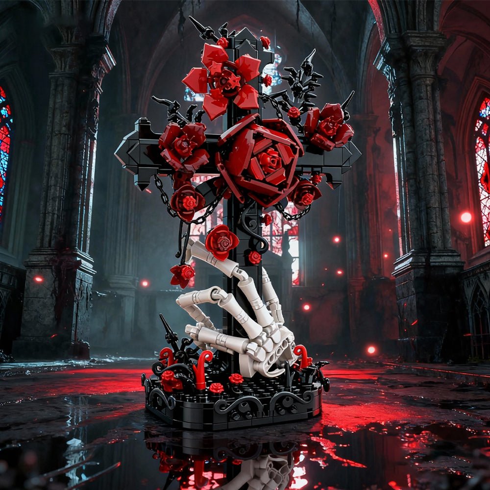 Gothic Ornate Cross Building Block Set – 636 Piece Dark Decorative Dis ...