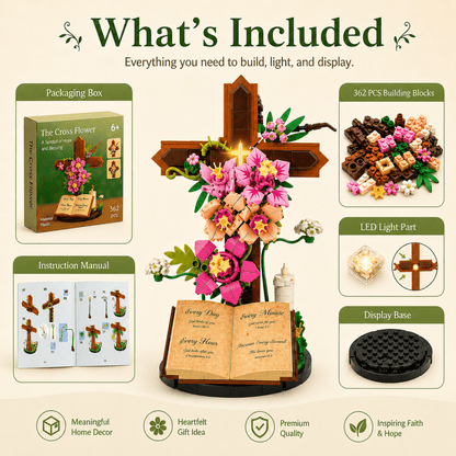 Faith inspired flower cross building block display