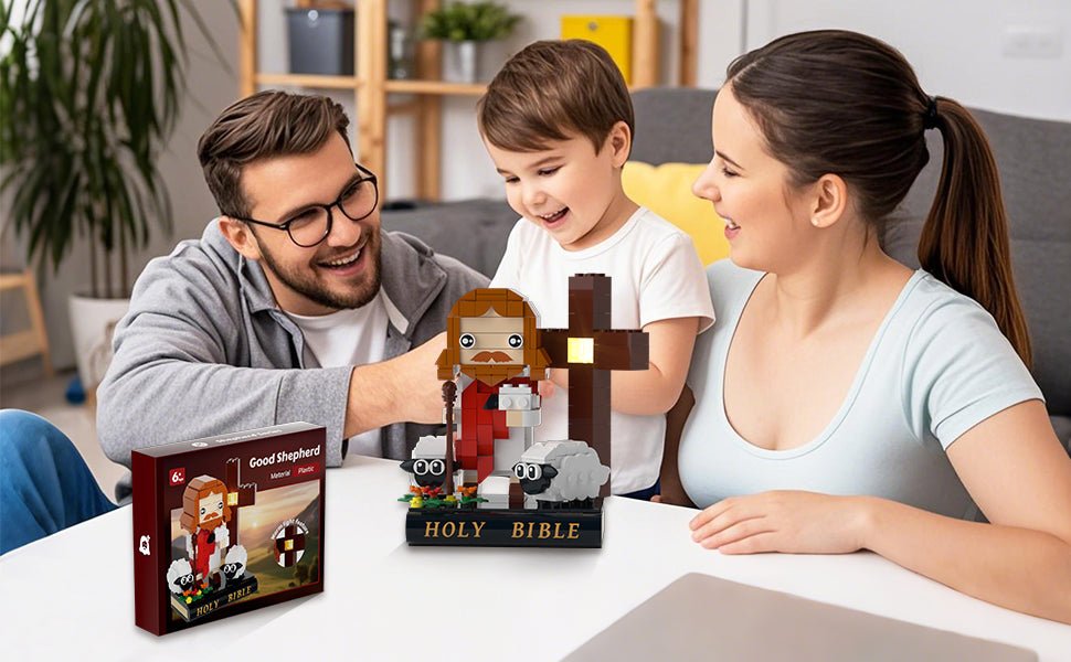 Jesus Christ Bible Building Blocks Set – 338PCS Christian Shepherd Scene with Cross & Sheep, Religious STEM Toy & Christmas Gift for Kids & Adults