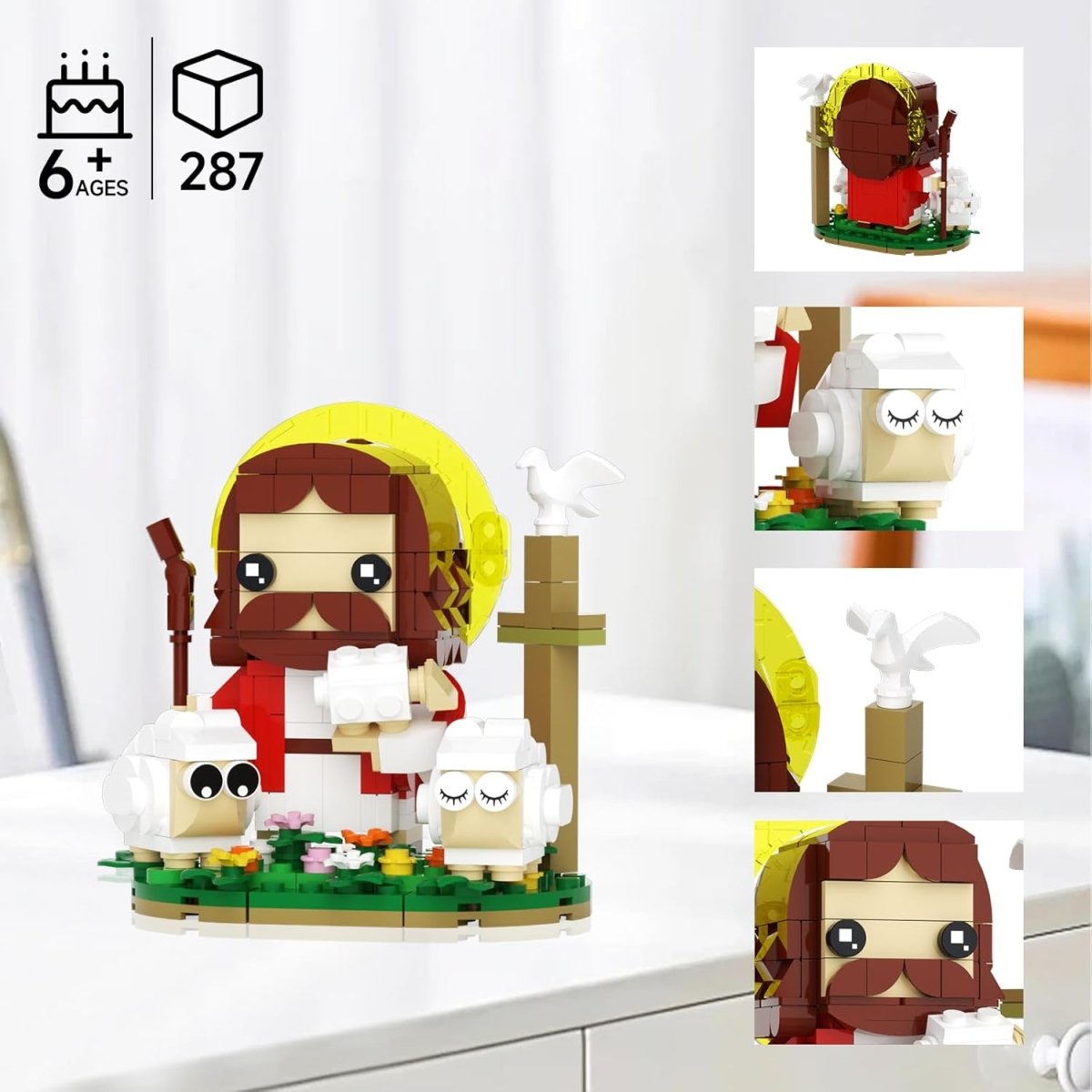 Jesus Christ Building Blocks Set – 287PCS Christian Shepherd Scene with Cross, Religious STEM Toy & Perfect Christmas Gift for Kids and Adults