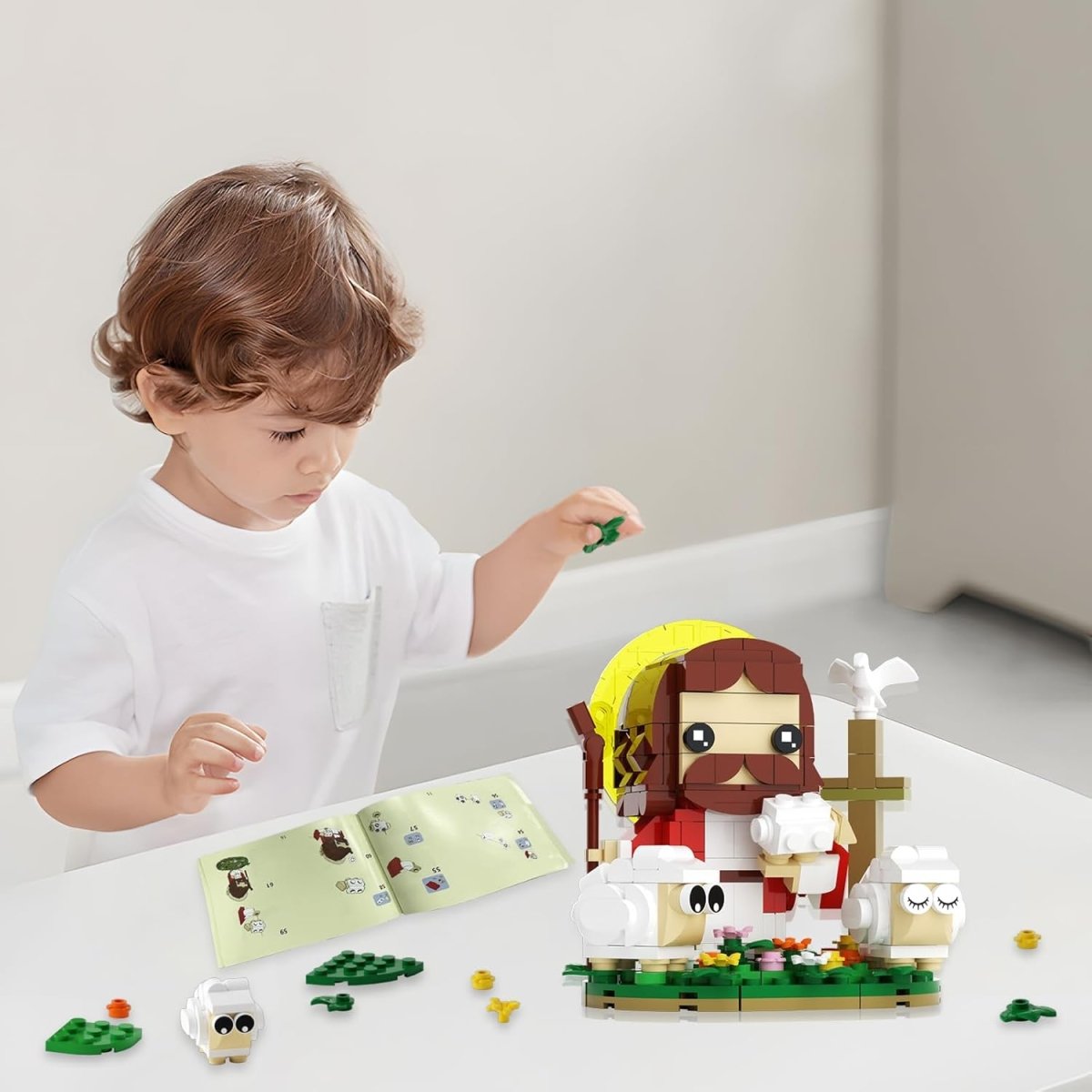 Jesus Christ Building Blocks Set – 287PCS Christian Shepherd Scene with Cross, Religious STEM Toy & Perfect Christmas Gift for Kids and Adults