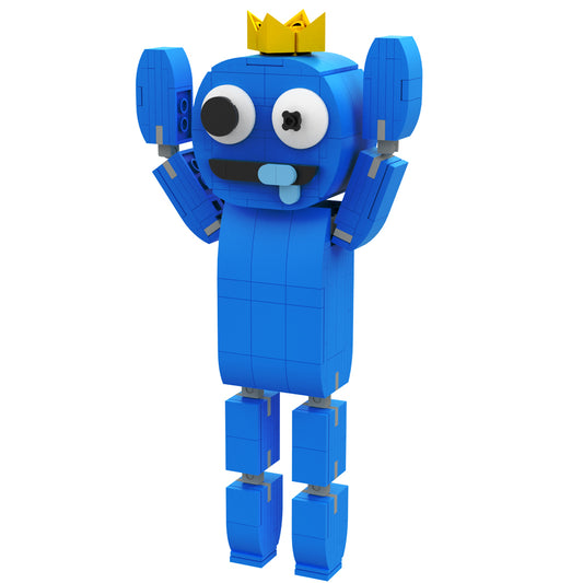 Rainbow Friends-Blue Building Block Toy, Creative DIY Assembly Bricks, Cartoon Figure with Crown, Fun Educational Gift for Kids and Collectors