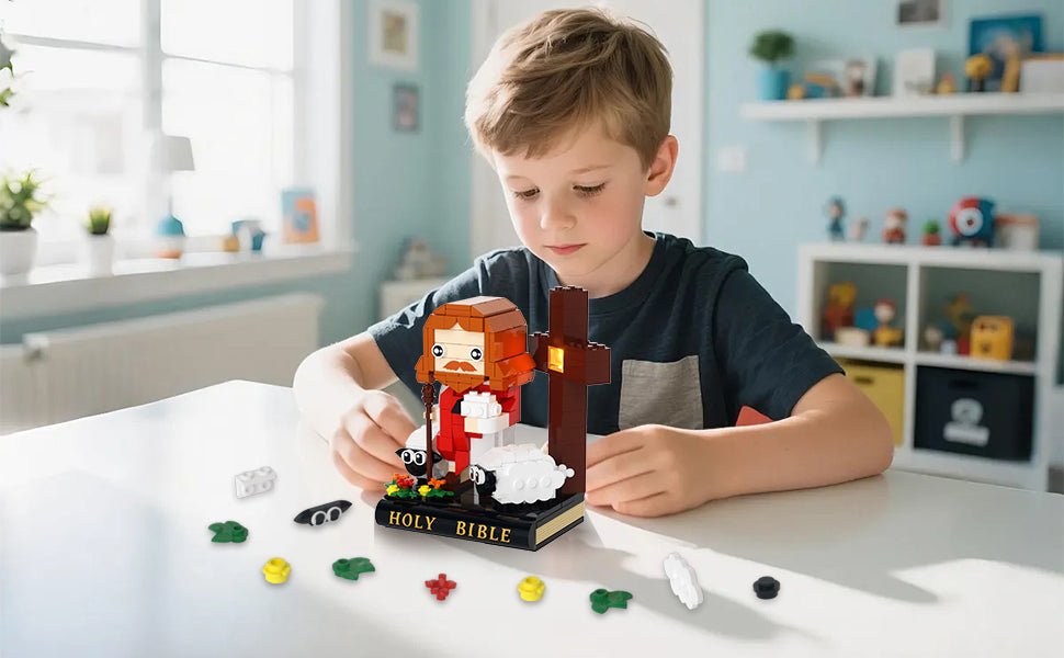 Jesus Christ Bible Building Blocks Set – 338PCS Christian Shepherd Scene with Cross & Sheep, Religious STEM Toy & Christmas Gift for Kids & Adults