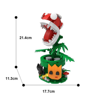 MOC Mini Chomper Flower Building Blocks Kit – Creative Man-Eater Plant Brick Toy, Fun DIY Construction Gift for Kids a - compatible brick display model image 3