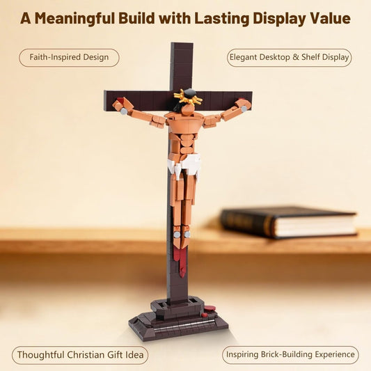 Jesus Cross Building Kit – 340-Piece Crucifixion Model for Adults & Teens Christian Religious Decor & Holiday Faith Gift