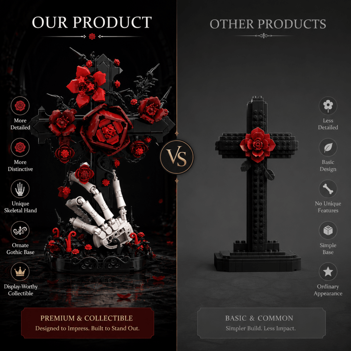 Gothic architecture inspired cross block model details