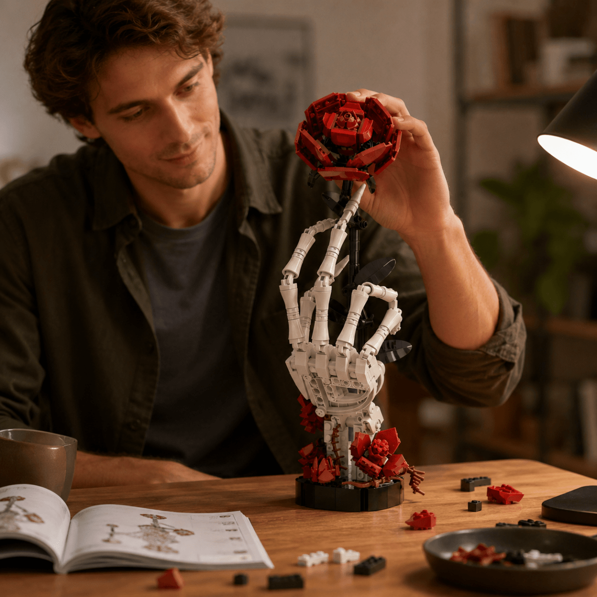 Gothic Skeleton Hand & Rose Building Kit – 357-Piece Dark Art Display Model – Perfect Gift for Gothic & Halloween Decor Lovers
