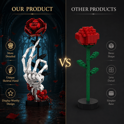 Gothic rose and skeleton hand building kit details