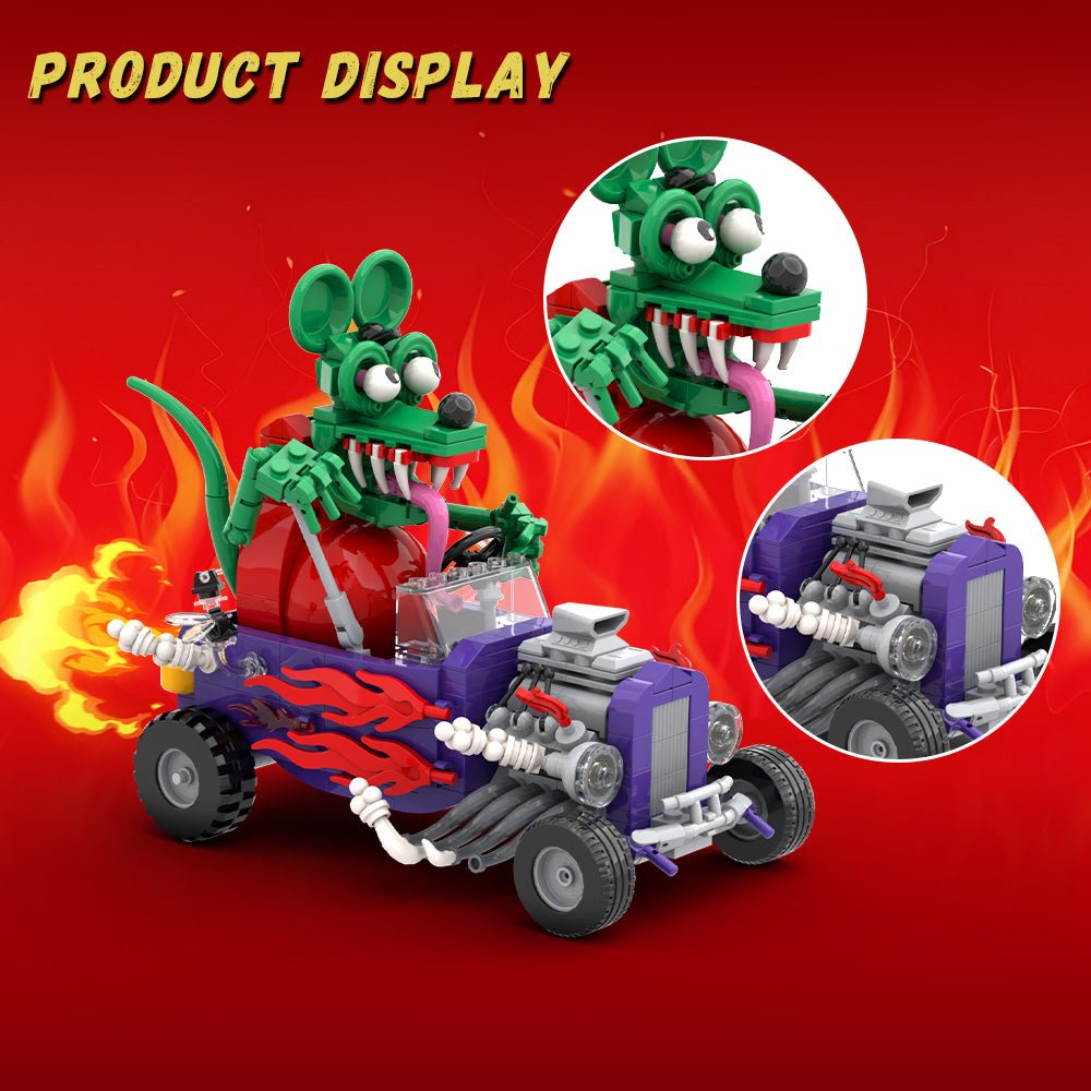 Retro Cartoon Mouse Driver Building Block Set – 380 Piece Vintage Racer Display Model - compatible brick display model image 3