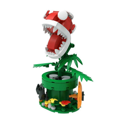 MOC Mini Chomper Flower Building Blocks Kit – Creative Man-Eater Plant Brick Toy, Fun DIY Construction Gift for Kids a - compatible brick display model image 6