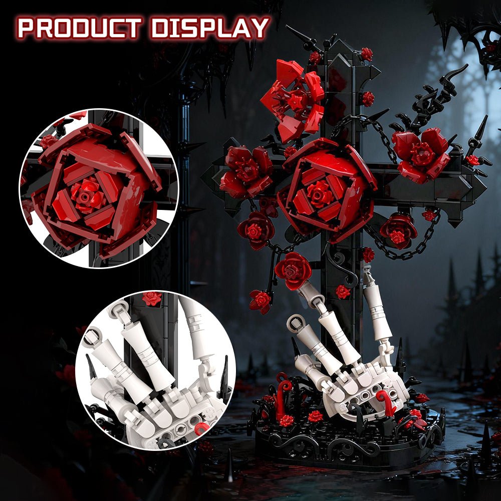 Gothic Ornate Cross Building Block Set – 636 Piece Dark Decorative Dis ...