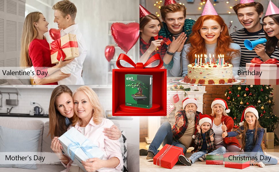 Bonsai Tree Building Set, Four Seasons Bonsai Tree Building Blocks 4 in 1, Christmas Day Gift DIY Artificial Bonsai Tree Building Blocks for Adult and Kids