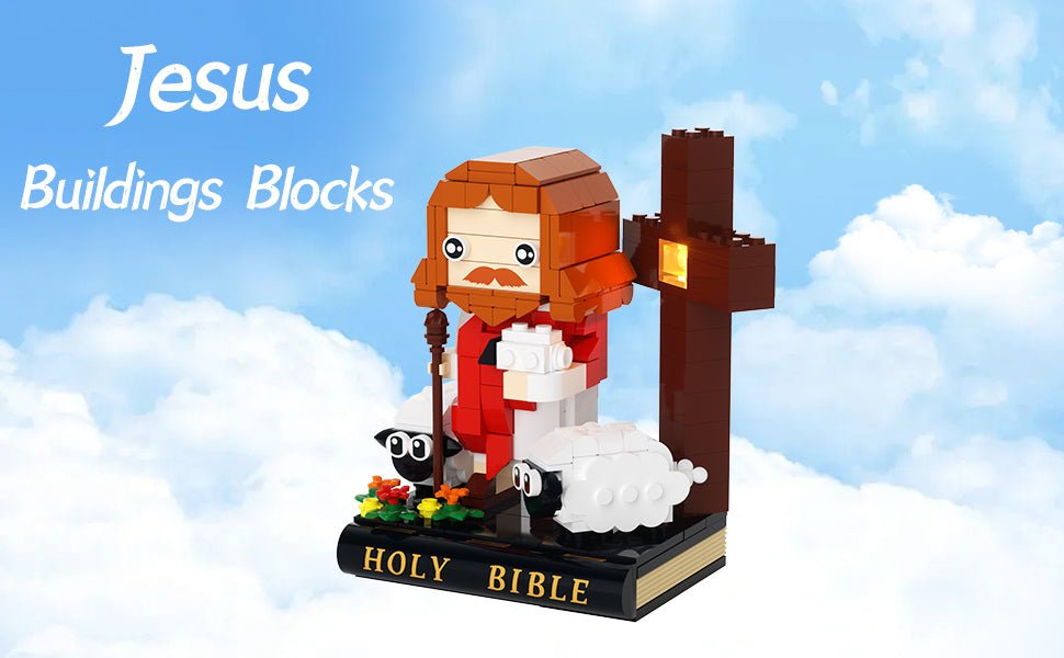 Jesus Christ Bible Building Blocks Set – 338PCS Christian Shepherd Scene with Cross & Sheep, Religious STEM Toy & Christmas Gift for Kids & Adults