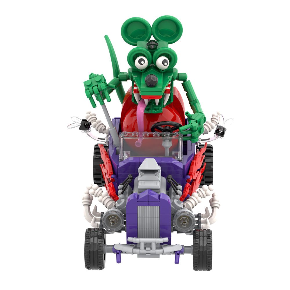 Retro Cartoon Mouse Driver Building Block Set – 380 Piece Vintage Racer Display Model - compatible brick display model image 4