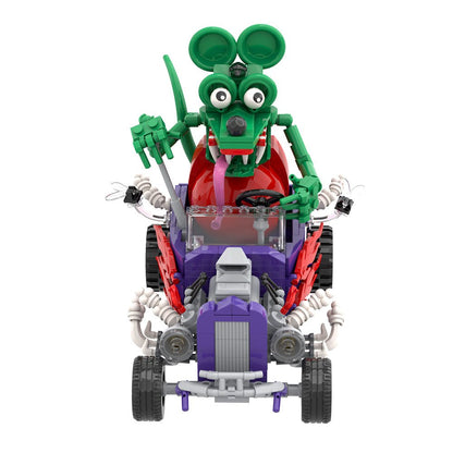 Retro Cartoon Mouse Driver Building Block Set – 380 Piece Vintage Racer Display Model - compatible brick display model image 4