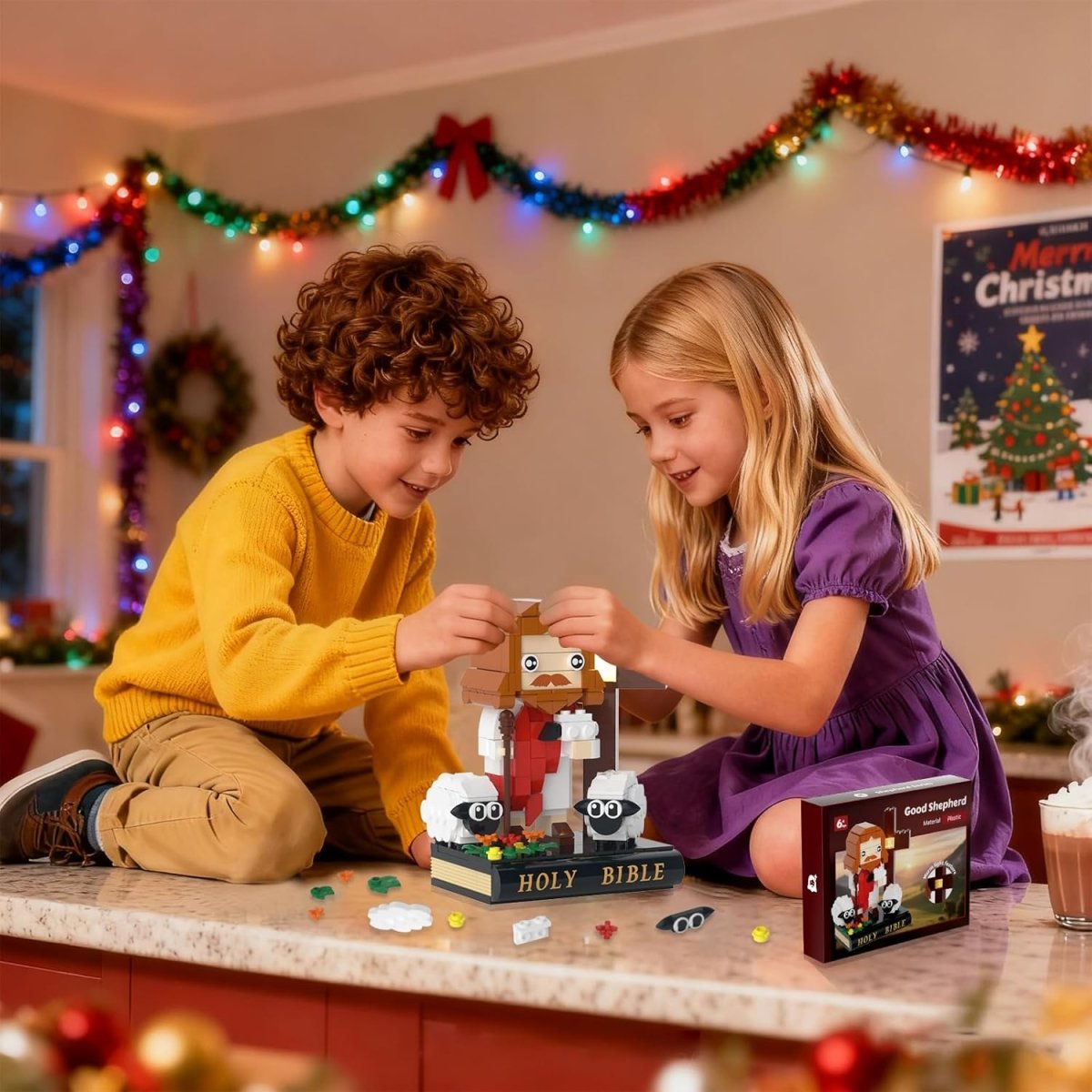 Jesus Christ Bible Building Blocks Set – 338PCS Christian Shepherd Scene with Cross & Sheep, Religious STEM Toy & Christmas Gift for Kids & Adults