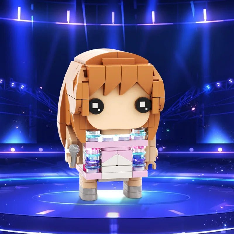 MOC Singer Stage Building Blocks Set, Concert Scene Modular Model Bricks, Pop Star Doll Compatible DIY Toys Gift for Fans