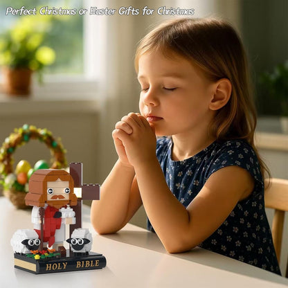 Jesus shepherd Christian building set finished display