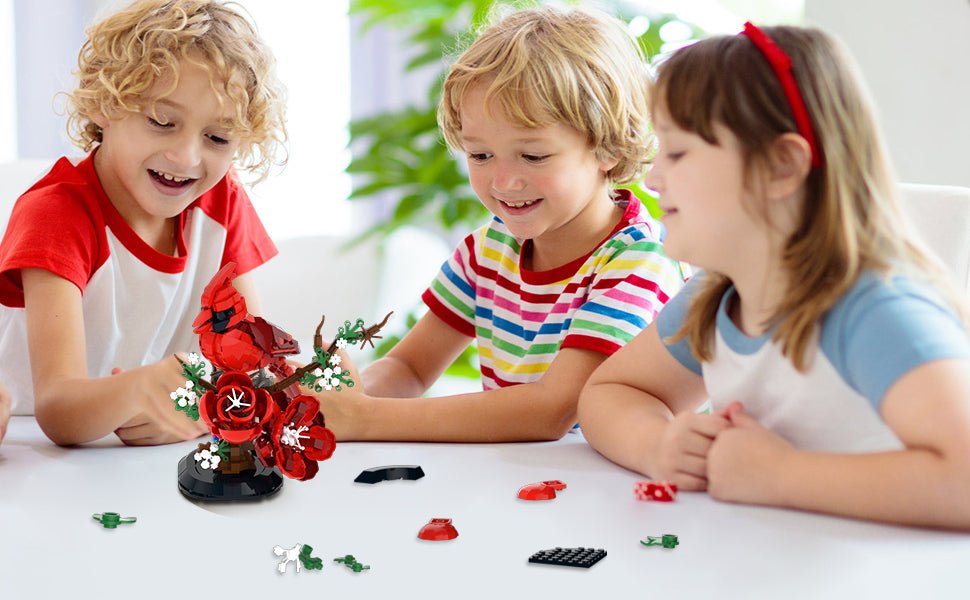 DIY Bird Model Kit for Adults, Northern Cardinal Building Blocks - 526PCS Creative Construction Set with Flowers Christmas Gift for Kids & Adults