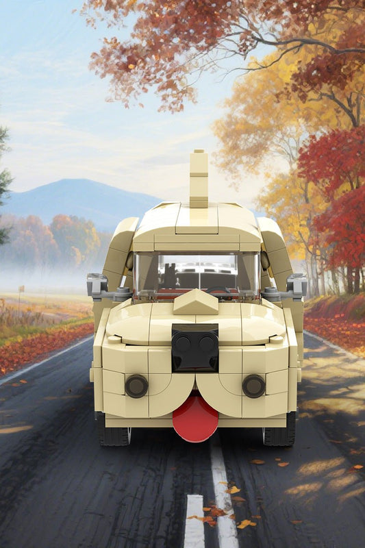Retro Cartoon Dog Van Building Block Set – 292 Piece Vintage Adventure Vehicle Model