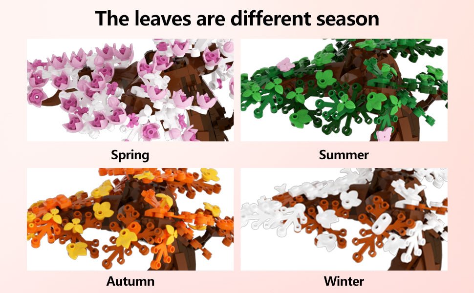 Bonsai Tree Building Set, Four Seasons Bonsai Tree Building Blocks 4 in 1, Christmas Day Gift DIY Artificial Bonsai Tree Building Blocks for Adult and Kids