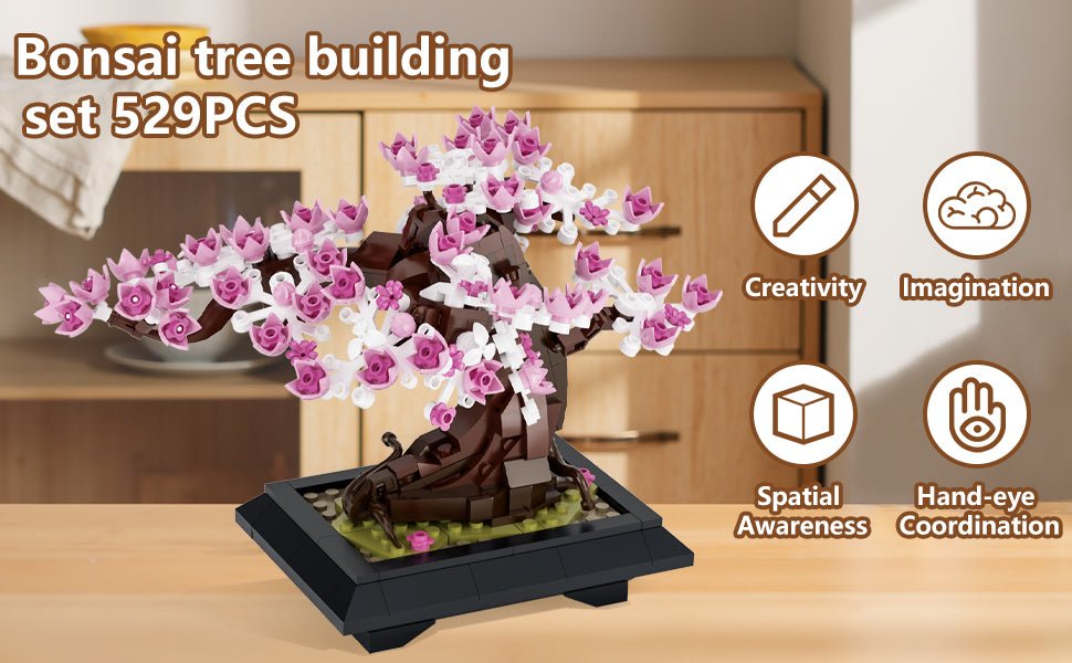 Bonsai Tree Building Set, Four Seasons Bonsai Tree Building Blocks 4 in 1, Christmas Day Gift DIY Artificial Bonsai Tree Building Blocks for Adult and Kids