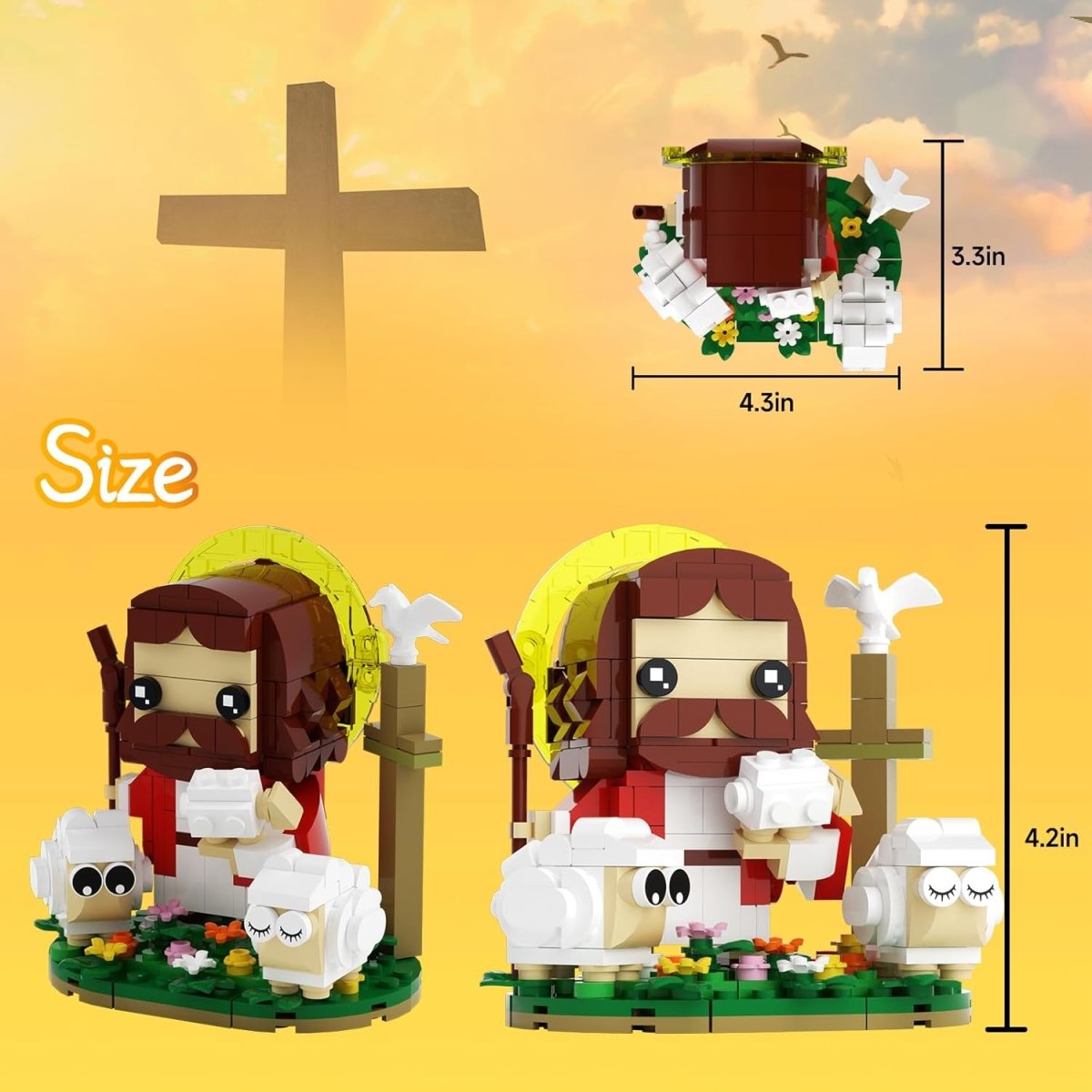 Jesus Christ Building Blocks Set – 287PCS Christian Shepherd Scene with Cross, Religious STEM Toy & Perfect Christmas Gift for Kids and Adults