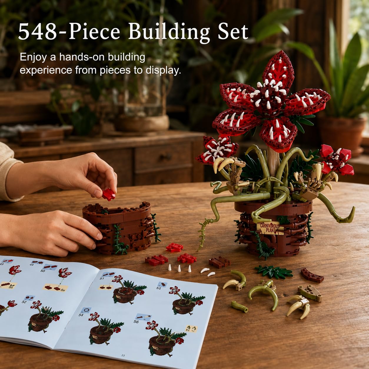 Botanical building set with vines and display base