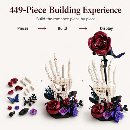 Dark floral building blocks set gift for gothic decor lovers