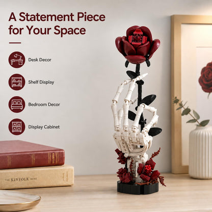 357 piece gothic skeleton hand flower brick model details