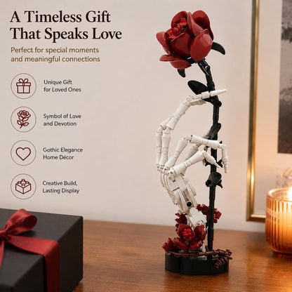 Collectible skull hand rose building blocks gift for adults