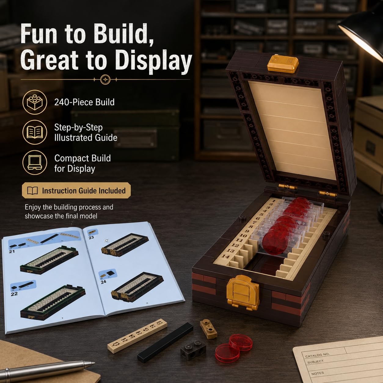 Mystery crime lab slide box model for adult builders