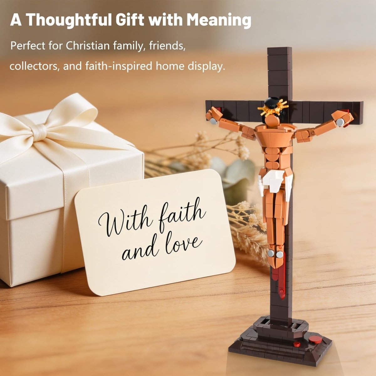 Jesus Kreuz Bausatz – 340 Teile Kruzifix Modell für christliche Erwachsene & Jugendliche – Religiöse Dekoration & Glaubensgeschenk