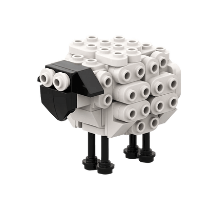 MOC DIY animal building block set for kids, creative sheep toy