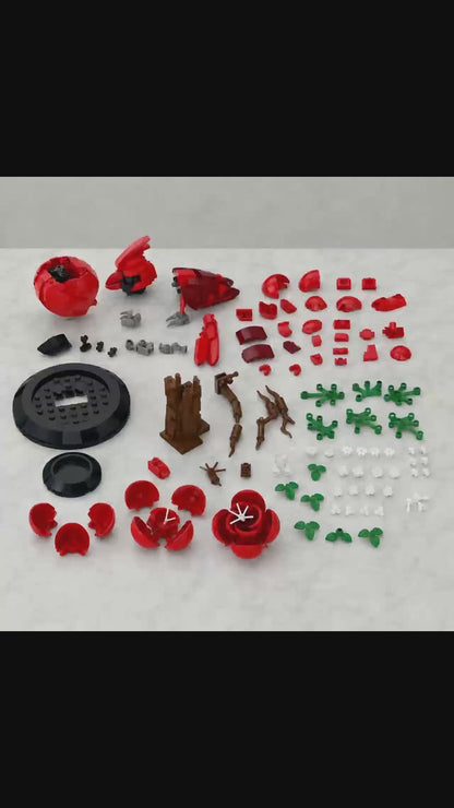 Northern Cardinal bird building blocks set video preview